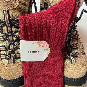 Cranberry crew sock cotton knit soft turn cuff